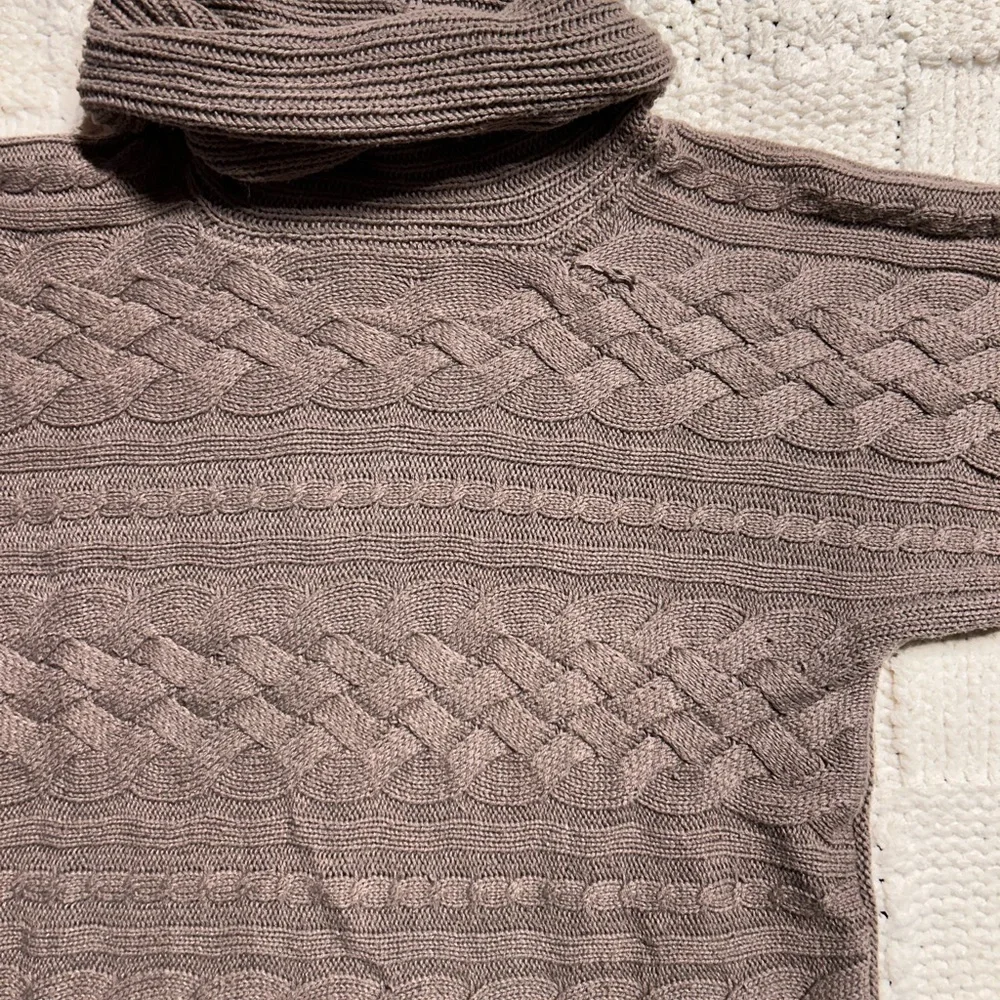 Sonoma Light Brown Short Sleeve Turtleneck Sweater